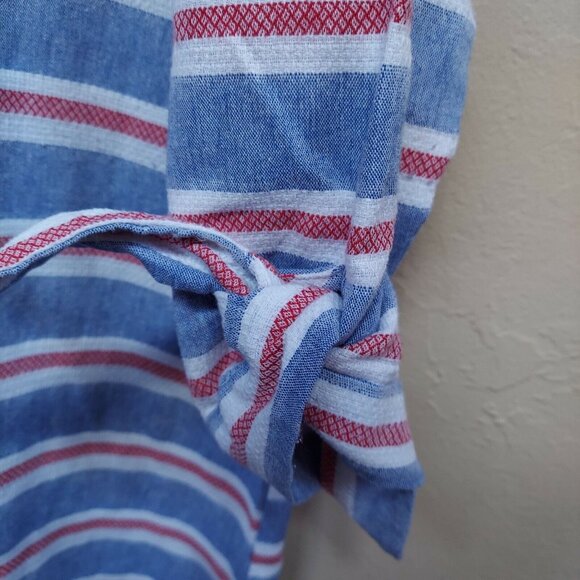 Anne Klein Womens Button Up Top Knotted Elbow Stripes Multicolor Extra Large XL - Picture 7 of 9